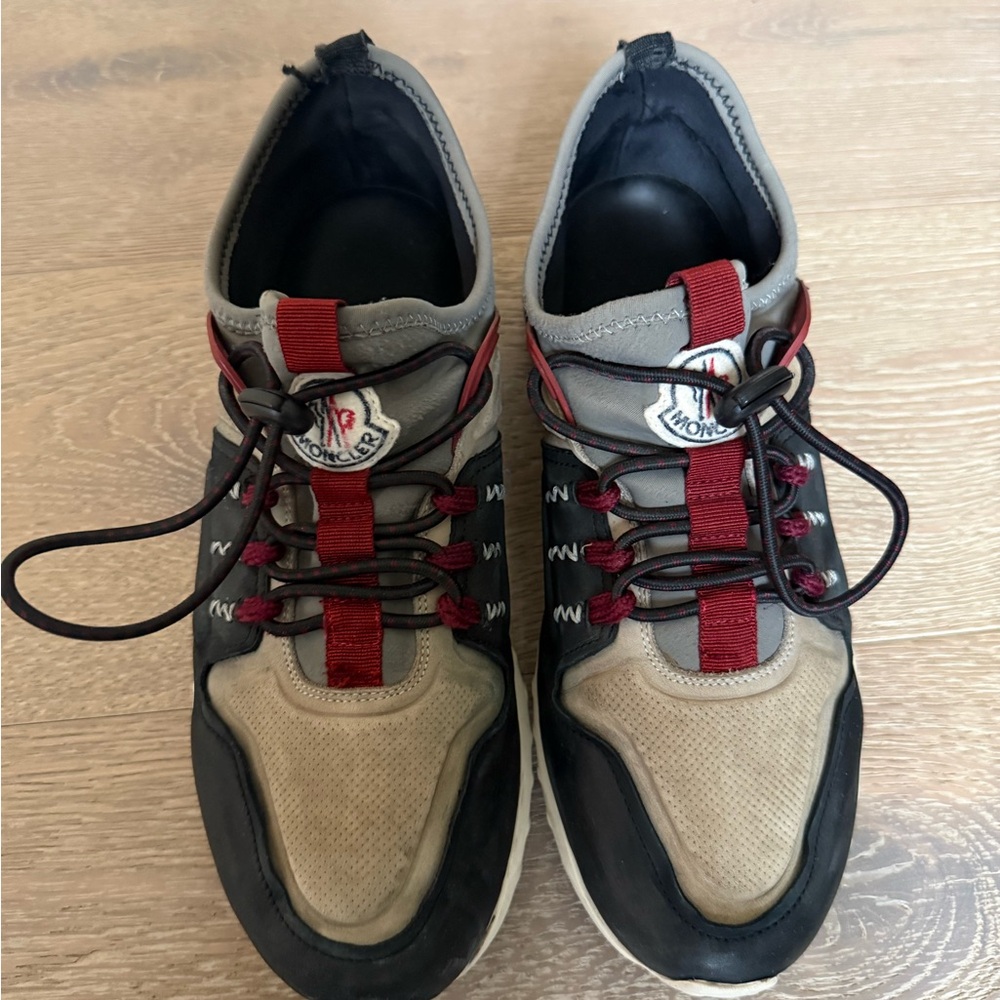 Moncler Black and Red Sporty Sneakers